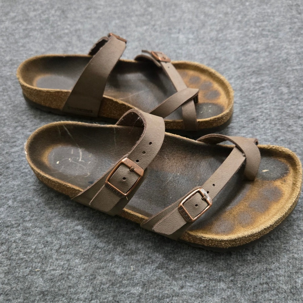 Birkenstock Mayari Women 38 Large Mocha Brown Strappy Sandals Comfort Granola